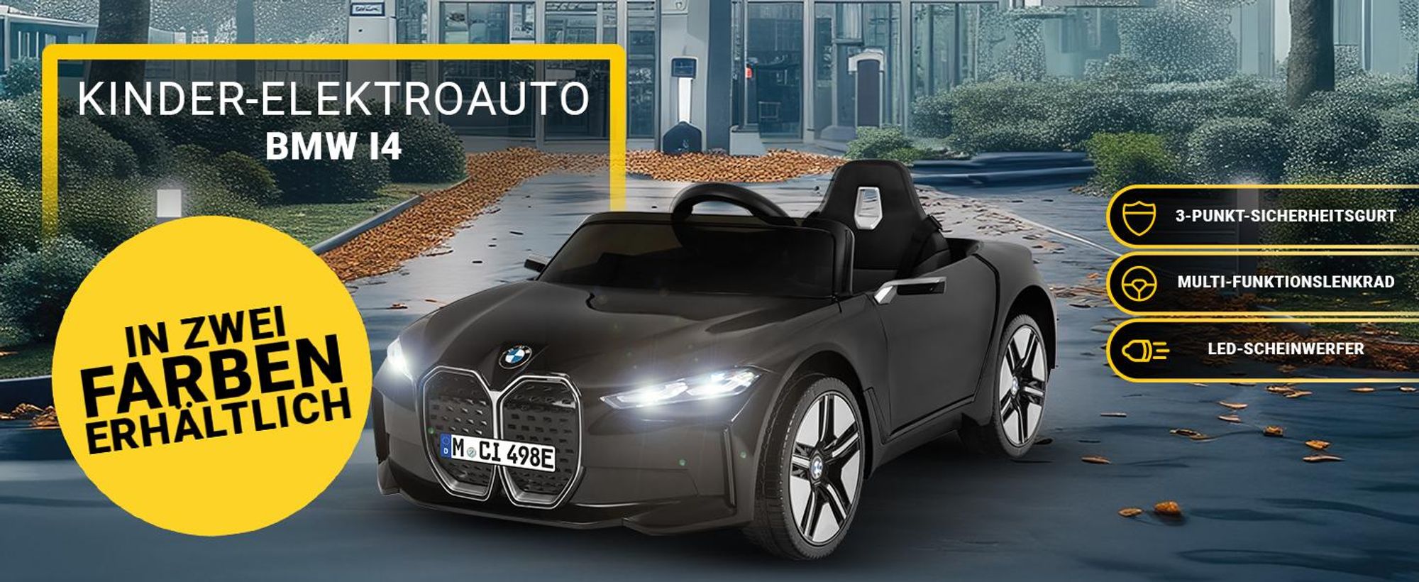Actionbikes Motors Kinder Elektro Auto BMW i4 | Kinderfahrzeug - Elektroauto mit Fernbedienung - Bluetooth - USB - MP3 - AUX - Ab 3 Jahre (Weiß)