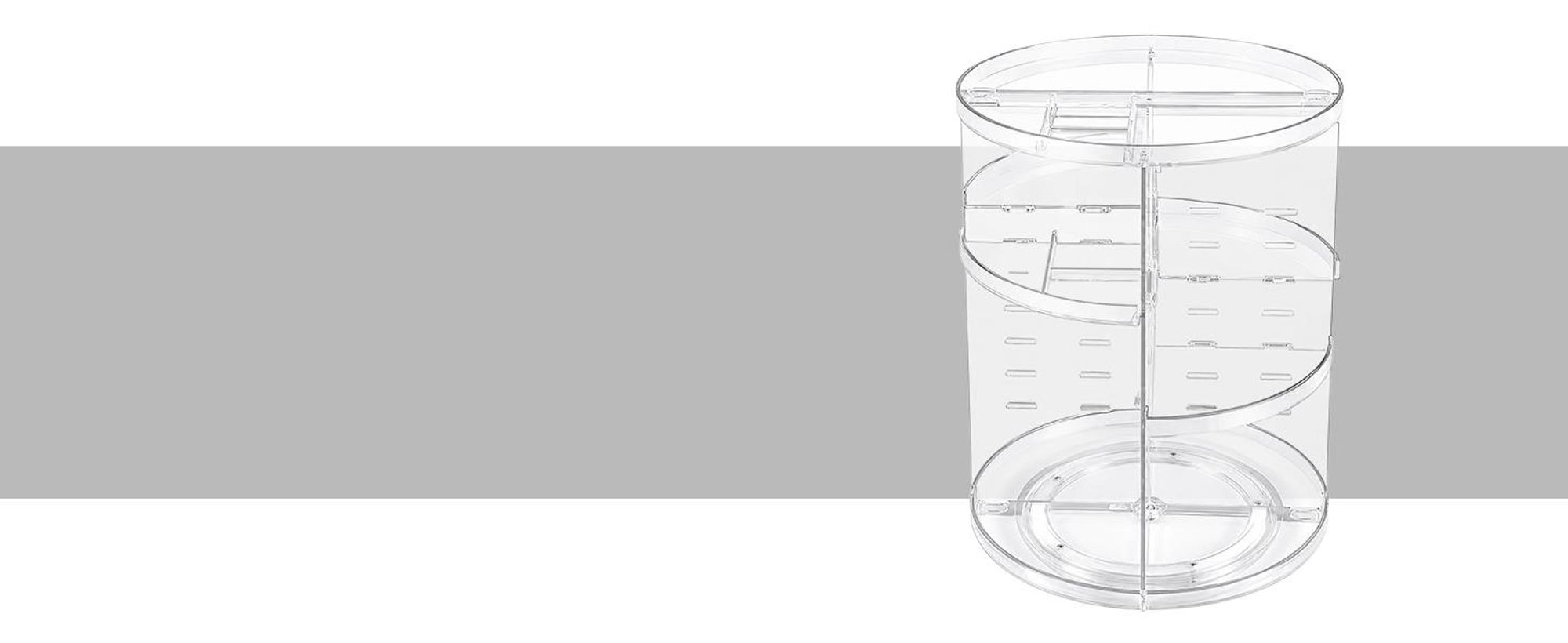 KRUMAD Schminktisch Organizer, Kosmetik Organizer drehbar, Make-up und Parfüm Aufbewahrung, 7 Höhenstufen, verstellbare Böden, Kunststoff
