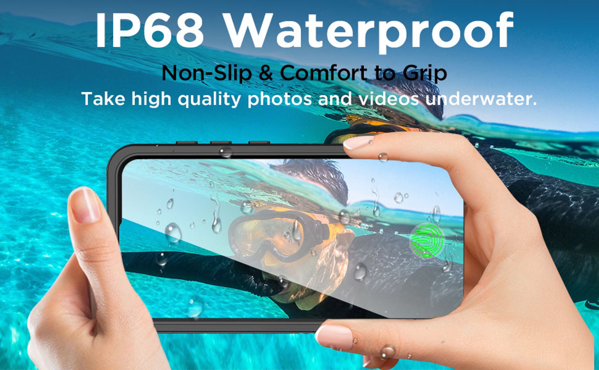 IP68 Wasserdicht Hülle für Samsung Galaxy S24 FE Hülle mit Band Displayschutz+Kameraschutz Stoßfest Handyhülle Schwarz