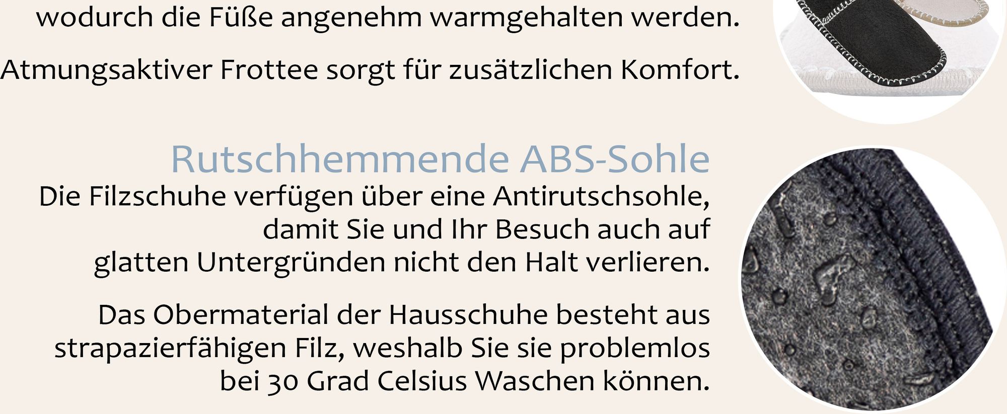 ONVAYA® ABS Gästepantoffel | Feder Creme | 6er Set | Antirutsch Sohle | Hausschuhe | Filzpantoffel | Gr. 36-45 Gästehausschuhe