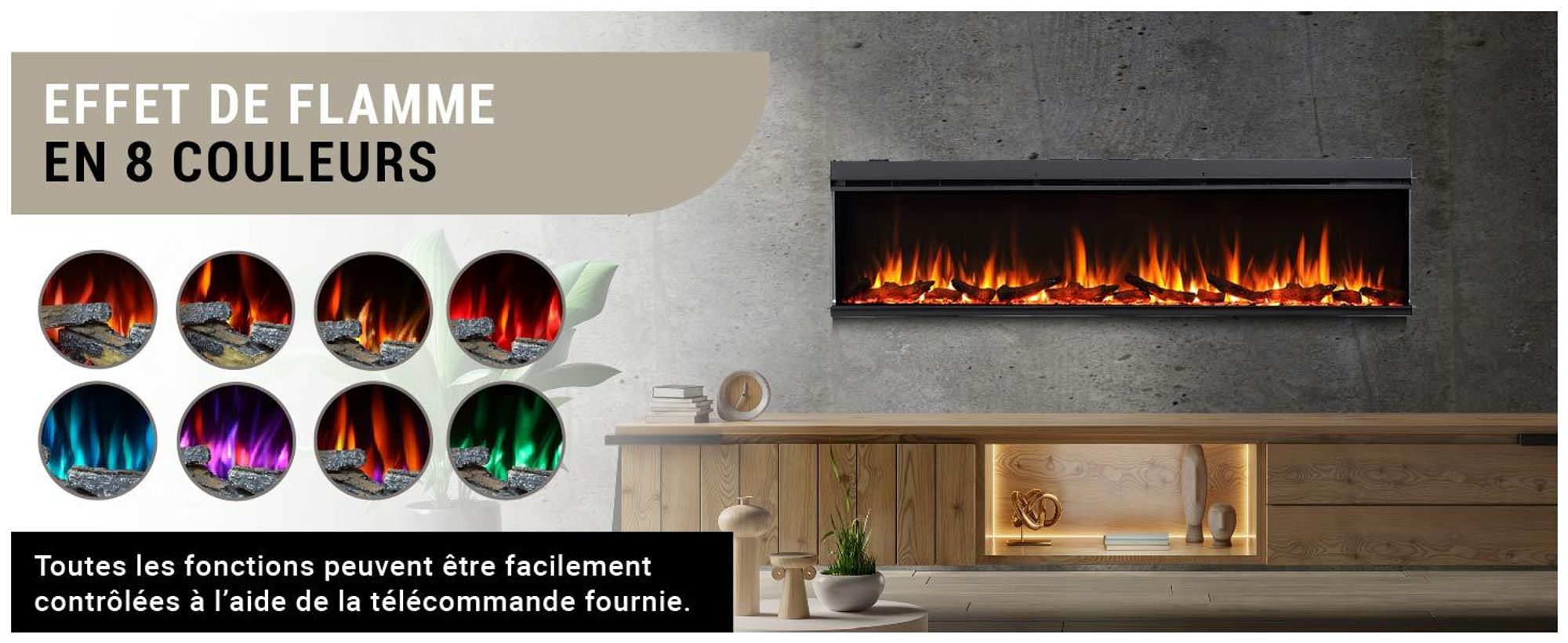 Cheminée électrique BALDERIA Athena smart 72 - Cheminée encastrable - Noir