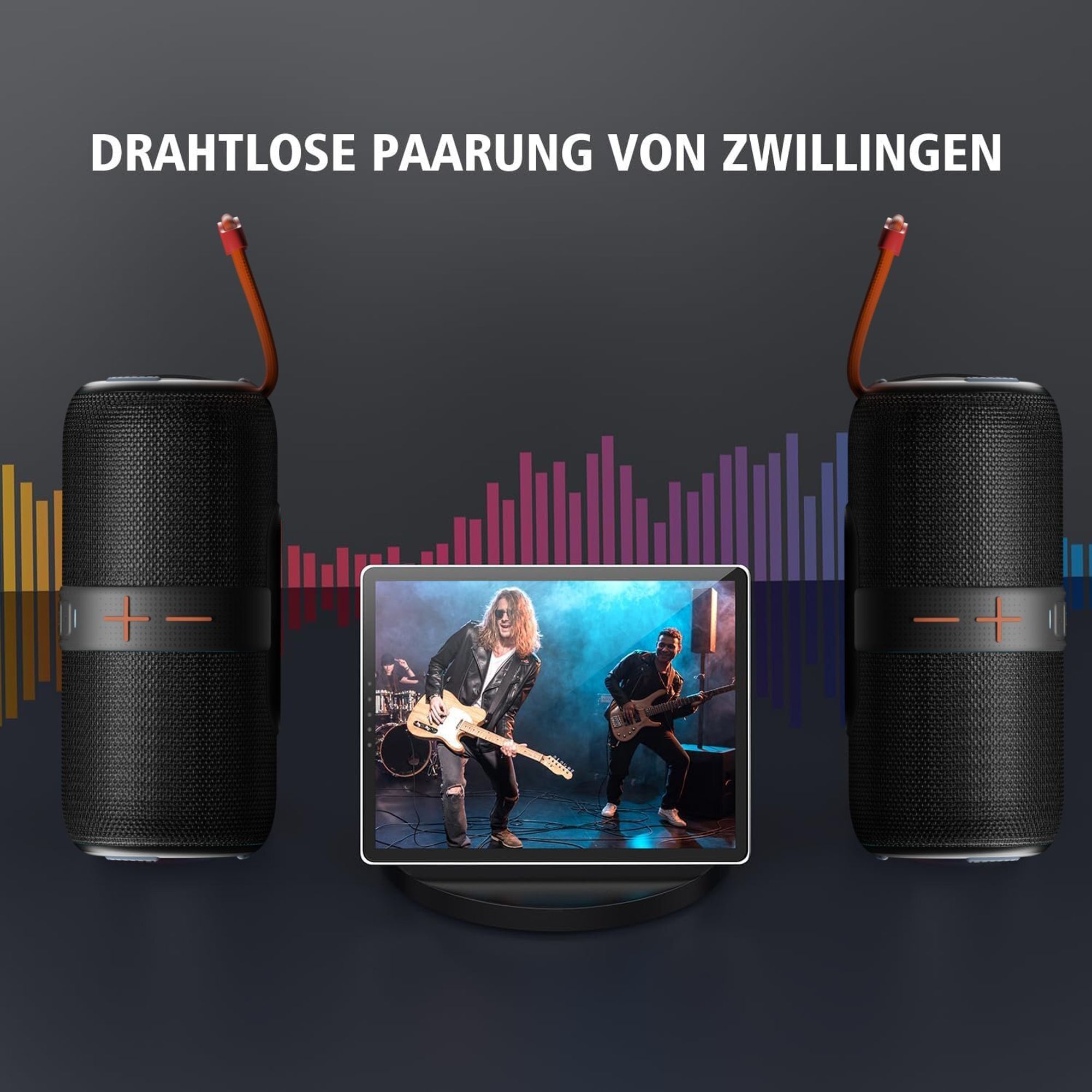 Bluetooth-Lautsprecher 40 W, Bluetooth, Kabellos,IPX5 wasser- und staubdicht, RGB-Modus