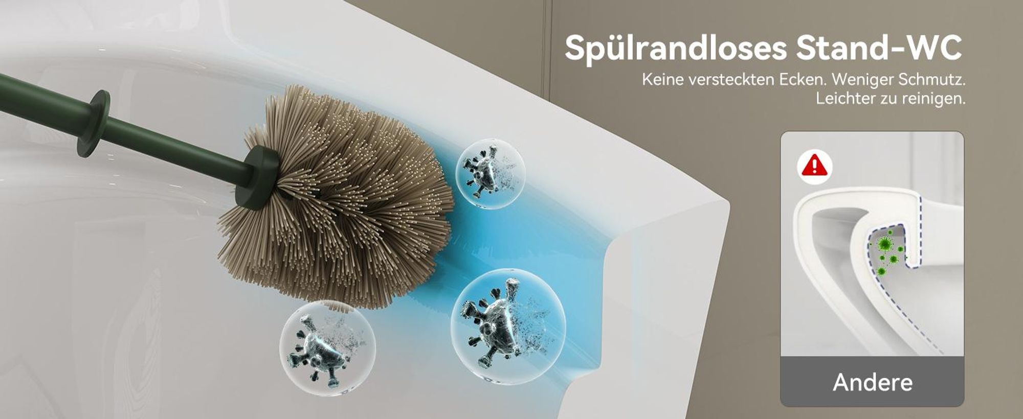 HOROW Spülrandlos Stand WC mit Spülkasten Komplettset, Keramik Stand Toilette mit Zwei-Mengen-Spülsystem, mit Toilettendeckel mit Absenkautomatik