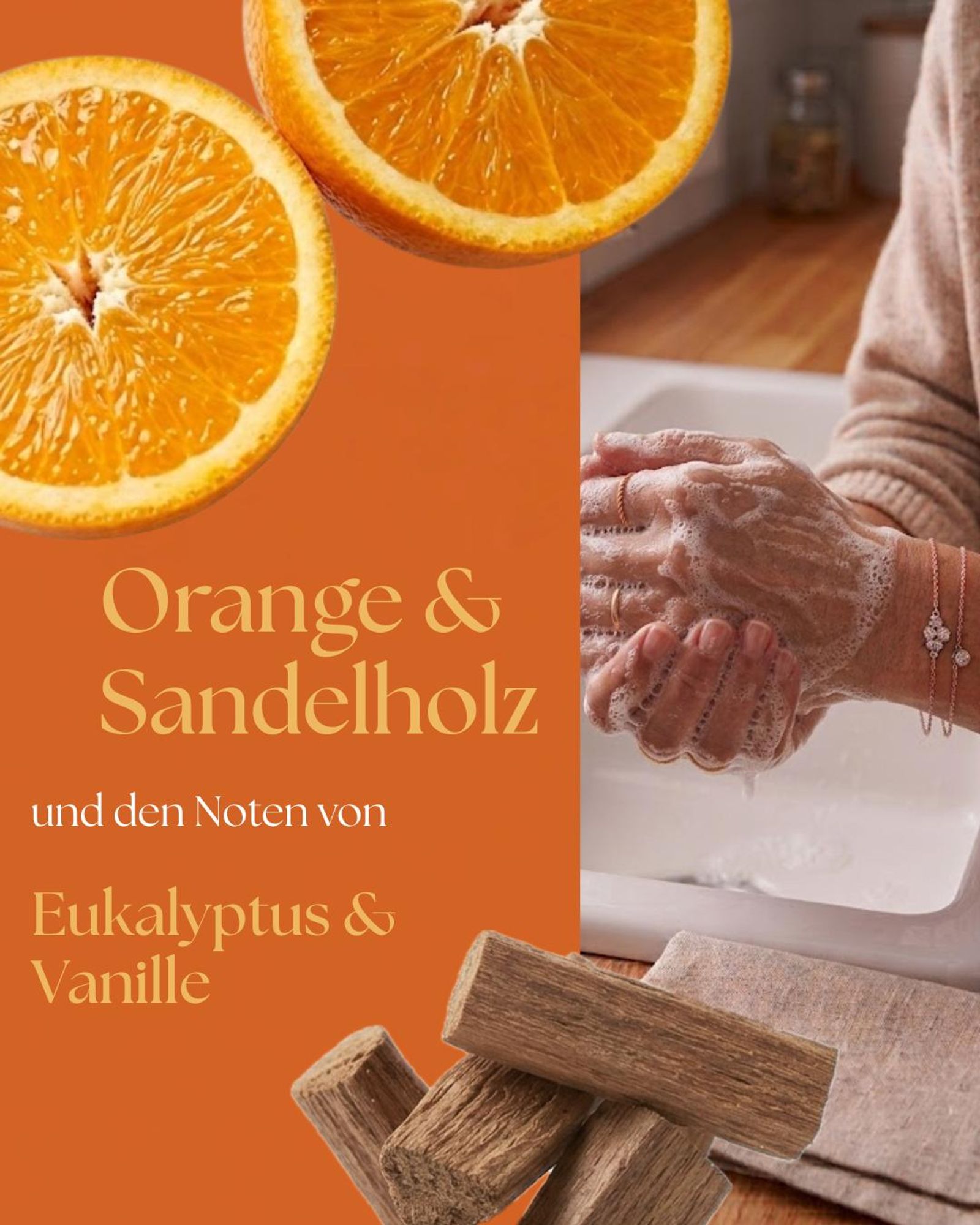 VALENTIN Kosmetik Handseife Orange & Sandelholz mit Aloe Vera & Milchsäure/AHA 300ml