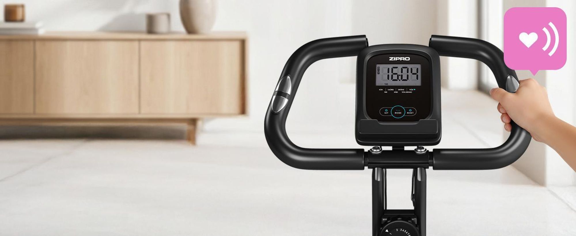 Vélo d'appartement Zipro Future X – Vélo pliable X-Bike pour petits appartements – Vélo de fitness magnétique, peu encombrant, mesure silencieuse du pouls, support pour tablette