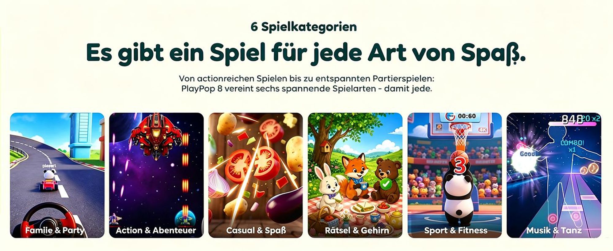 Blackview PlayPop 8 Spielkonsole für TV, 17-Punkt-KI-Tracking, ohne Controller, bis 4 Spieler, 6 Spielkategorien, HDMI, Geschenk für Kinder