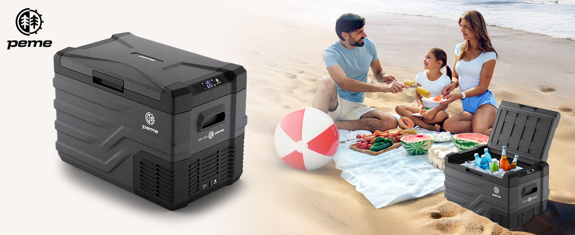 PEME Quest 40 Kompressor Kühlbox 35 L Elektrische Gefrierbox Autokühlschrank 12V 24V 230V LKW Camping Kühlschrank App Auto USB Innenbeleuchtung -20°C