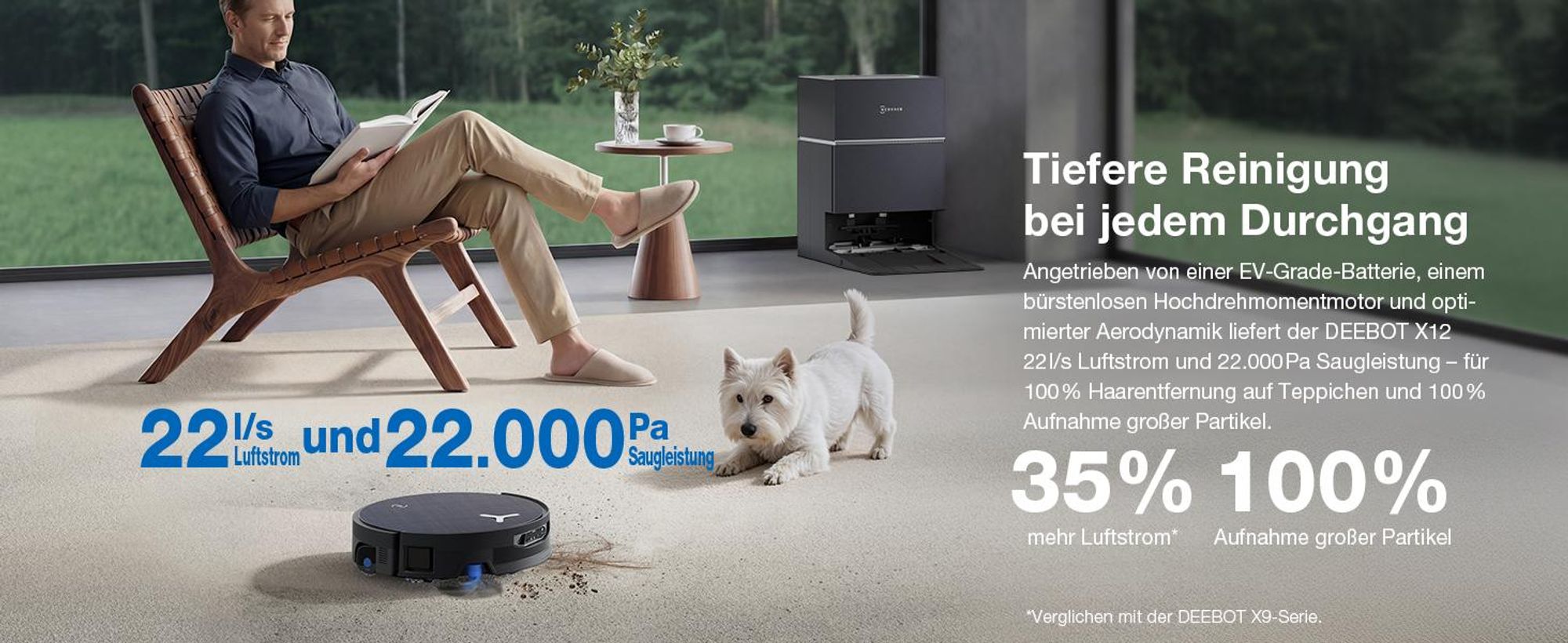 ECOVACS DEEBOT X12 PRO OMNI 22000Pa Staubsauger Roboter, Saugroboter mit Wischfunktion, OZMO Roller 3.0, FocusJet-System zur Fleckenvorlösung, Schwarz