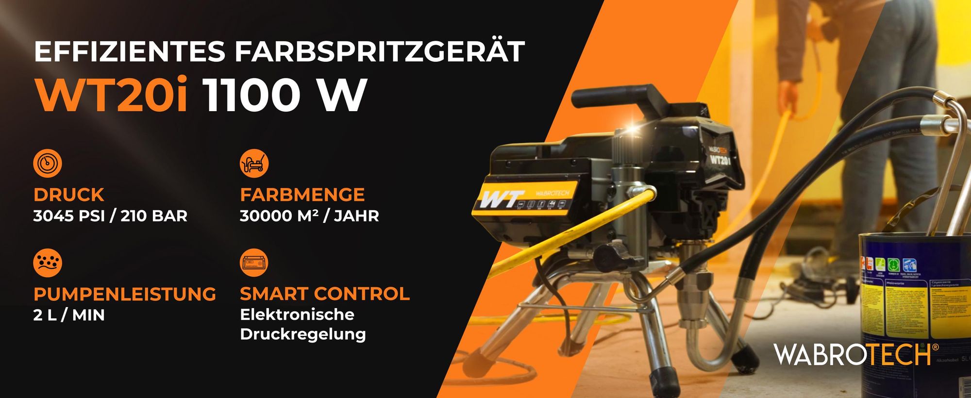 Farbspritzgerät Farbsprühsystem 1100W 210 bar, 2 L/min, WT20i, Airless Farbsprühgerät, Lackiergerät