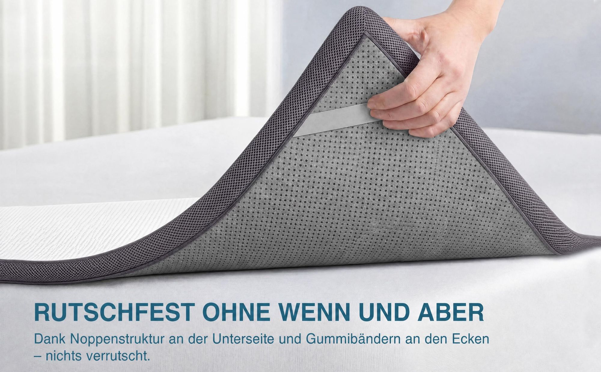 CHITA Topper 160x200 cm, 7 cm hoch, Gel-Partikel-Schaum, hohe Elastizität, wendbar H2/H3, atmungsaktiv, rutschfest,