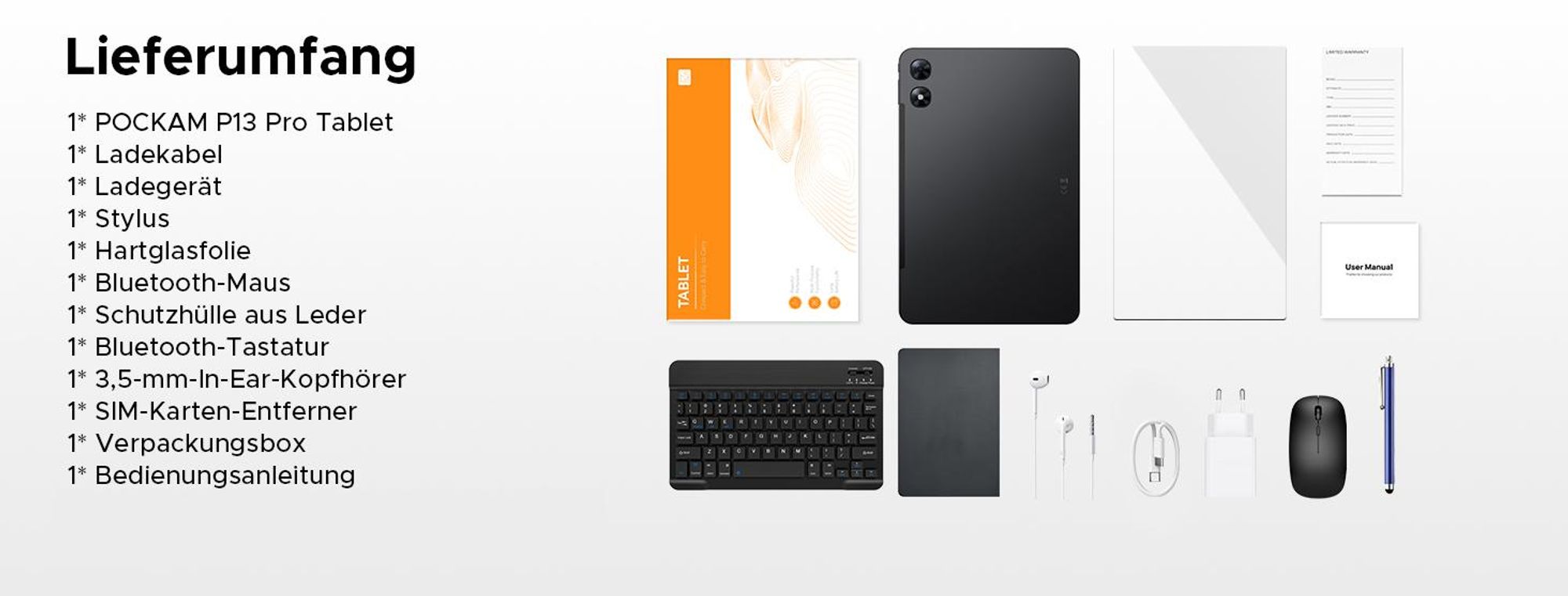 P13 Pro 4G LTE Dual-SIM Tablet Android 16, 13.4" 2.4K+120Hz, 48GB(12+36)RAM+256GB ROM(2TB TF),12000mAh,Widevine L1,Gemini AI–mit Tastatur,Maus,Stift