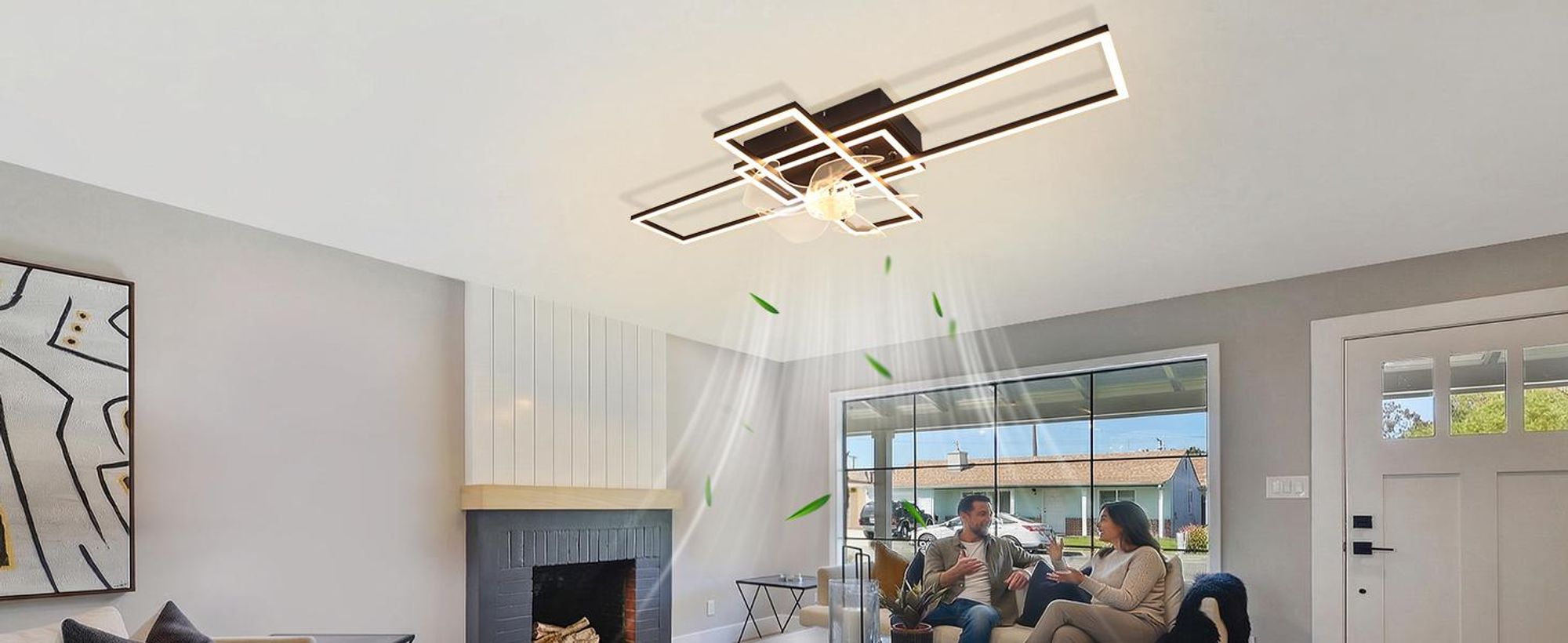 ZMH Ventilateur de plafond 94 cm avec éclairage, 6 vitesses, LED, intensité réglable, télécommande et minuterie, pour le salon