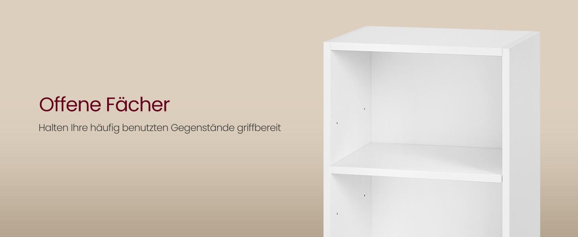 VASAGLE Beistelltisch mit flexibler Ablage, 2er Set, Nachtschrank mit offenen Fächern, für Wohnzimmer, Schlafzimmer, weiß