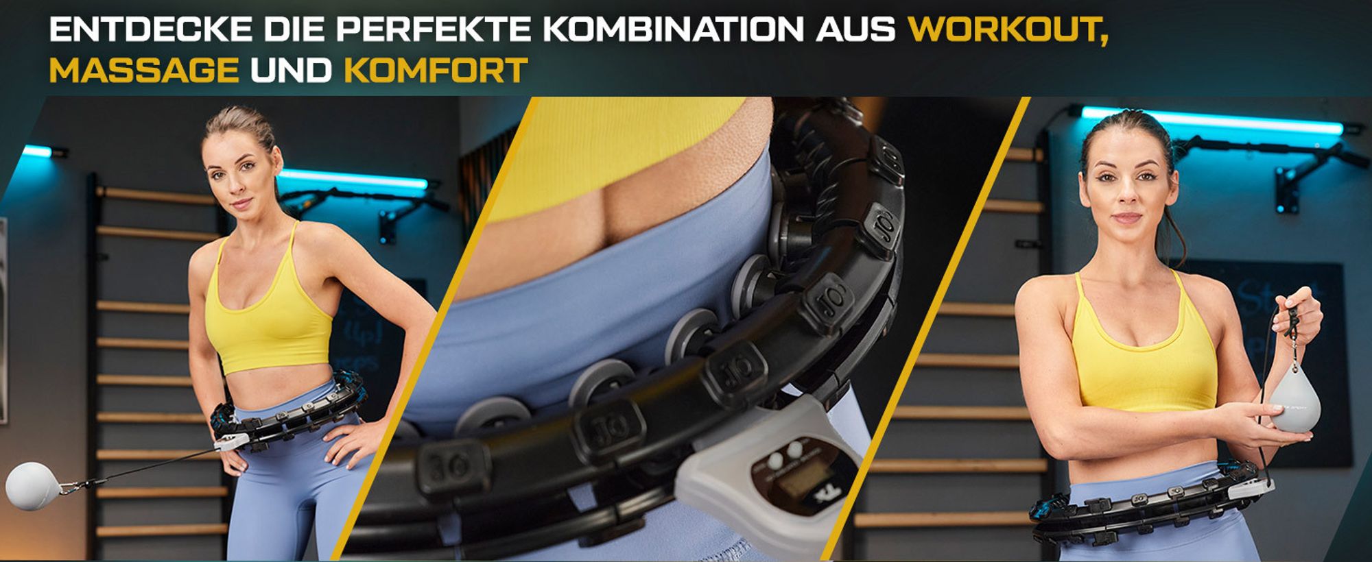 TREX SPORT Smart Hula Hoop Reifen mit Zähler TX-020CHH | Fitnessreifen mit LCD Display, 400g Gewicht, 24 Segmente, 360° Massage mit Noppen | Schwarz