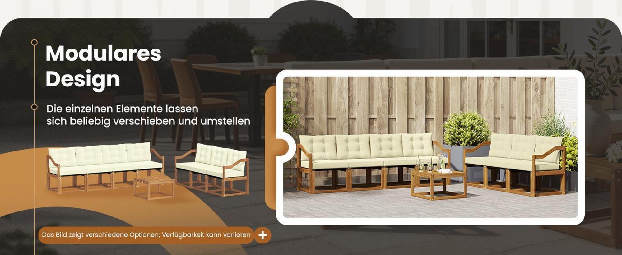 vidaXL Outdoor-Sofagarnitur mit Kissen 5 pcs Natur und Creme
