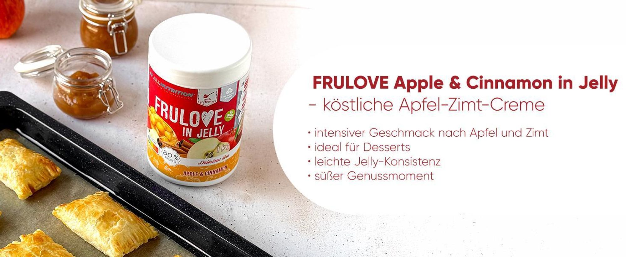 ALLNUTRITION FRULOVE In Jelly Apple & Cinnamon 1000g Marmelade Früchte Apfel-Zimt
