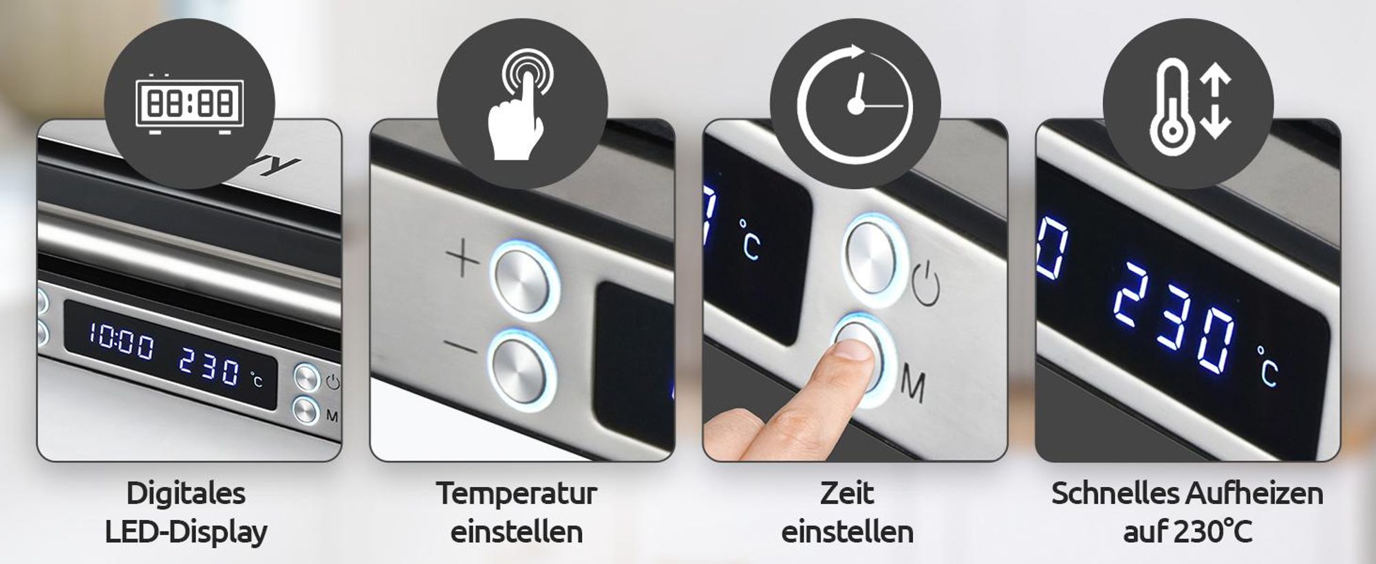 Olvy Kontaktgrill XXL 2000W – Sandwichmaker für 4 Sandwiches, Paninimaker mit 7 Programmen, Tischgrill mit Display, PFAS-frei, bis 230° einstellbar