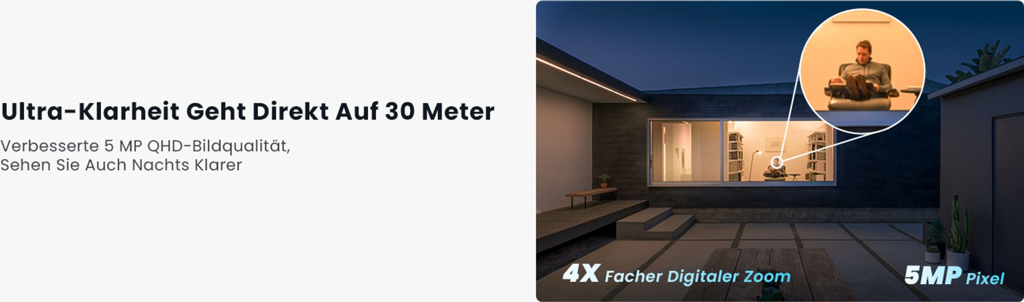 ieGeek 5MP Outdoor-Überwachungskamera, Akku, Outdoor-WLAN mit Solarpanel, PTZ, PIR, 30 m farbige Nachtsicht, zwei Audio, 2,4 G WiFi, 4dBi WiFi-Antenne