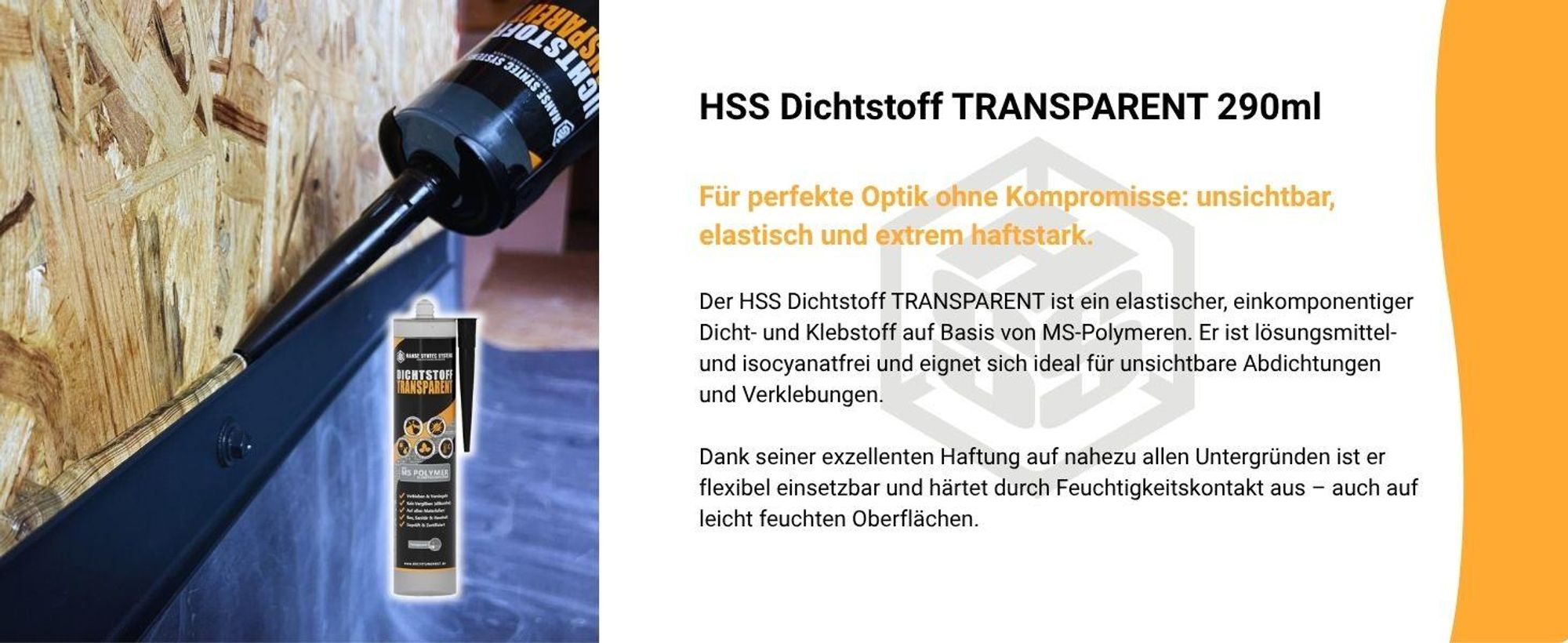 Dichtstoff Transparent 290ml – MS Polymer Fugendichtstoff & Kleber, unsichtbare Abdichtung für Dach, Bad & Fugen, wasserdicht, UV-beständig