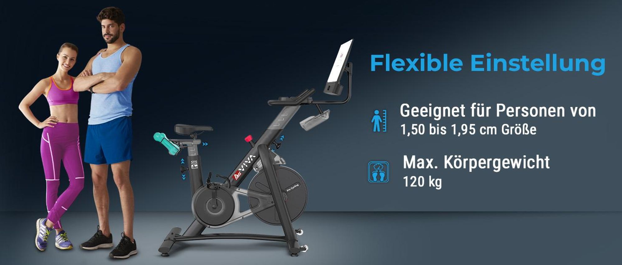 Indoor Cycle & Speedbike AsVIVA S11S | Fitnessbike mit 21,5 Zoll LED Display | 100 Widerstandsstufen | Ergometerfunktion | 360 Grad Lautsprecher