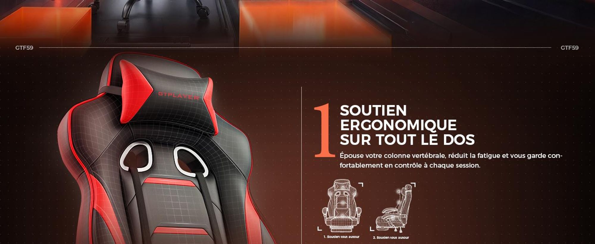 Sedia da gaming GTPLAYER con poggiapiedi, sedia da ufficio ergonomica con capacità di carico di 150 kg, poltrona da gaming con supporto lombare e poggiatesta, sedia da computer regolabile in altezza