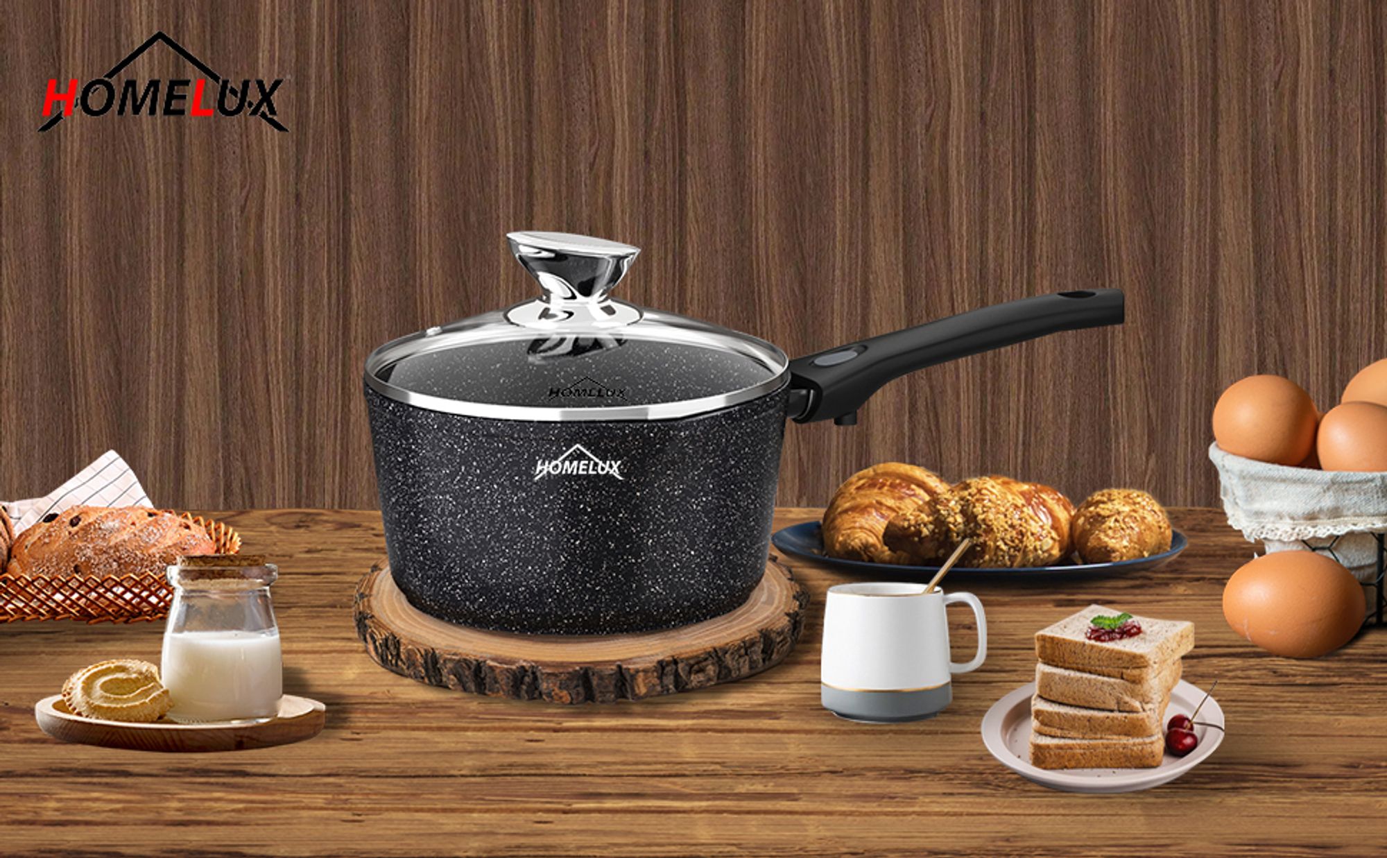 Homelux Topf Induktion Kochtopf mit deckel Pfanne 18cm 2L Kochtopf Antihaftpfanne Mit Abnehmbarer Griff Aluminiumpfanne klein Topf HLSP81518