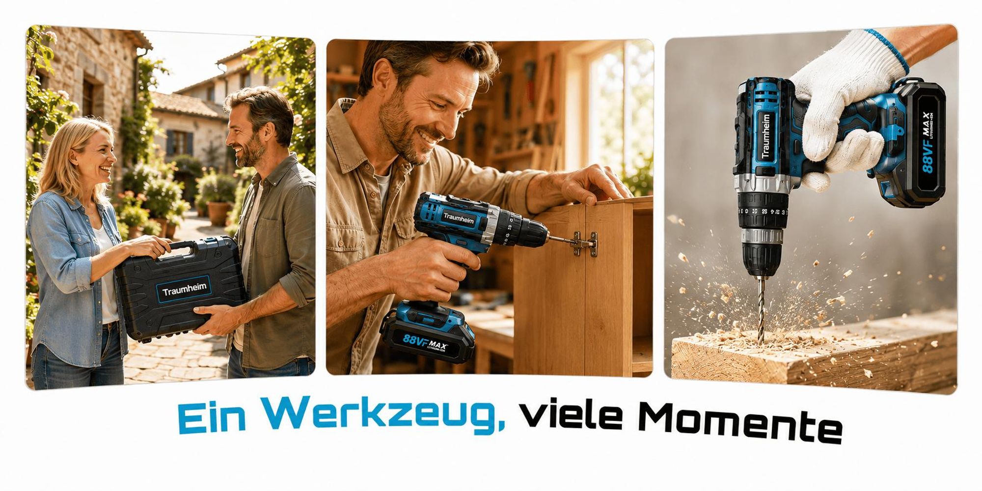 21V Akkuschrauber mit 2 Akkus 1500mAh & Ladegerät, Akku-Bohrschrauber 2-Gang, 3-in-1 Arbeitsmodus, 28 Zubehörteile für Haus, Garten & Renovierung