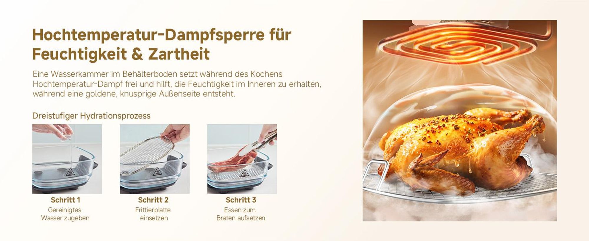 Dreame Tasti AirFryer 5-in-1 Heißluftfritteuse, 6mm starkes,tragbares Borosilikatglas,3D-Heißluftzirkulation,spülmaschinenfest,360° Sicht,2.5l ,Grün