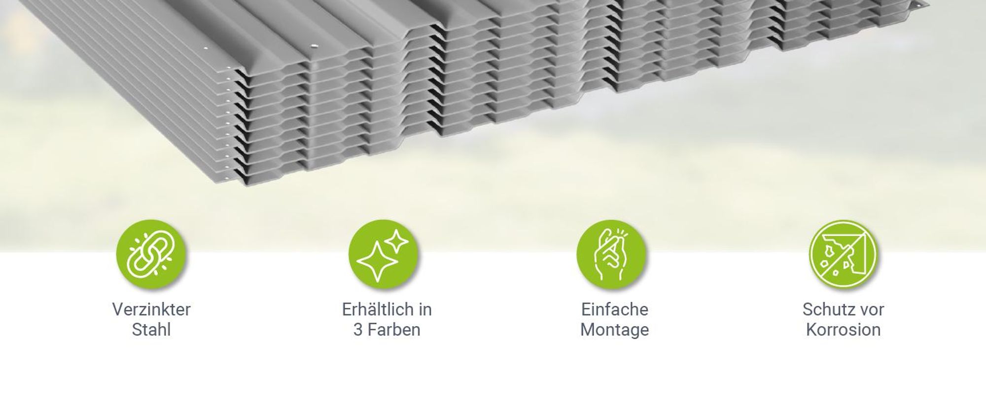 JUSKYS® Profilblech - Grau 12er Set, verzinkter Stahl, 129x45 cm, wetterfest