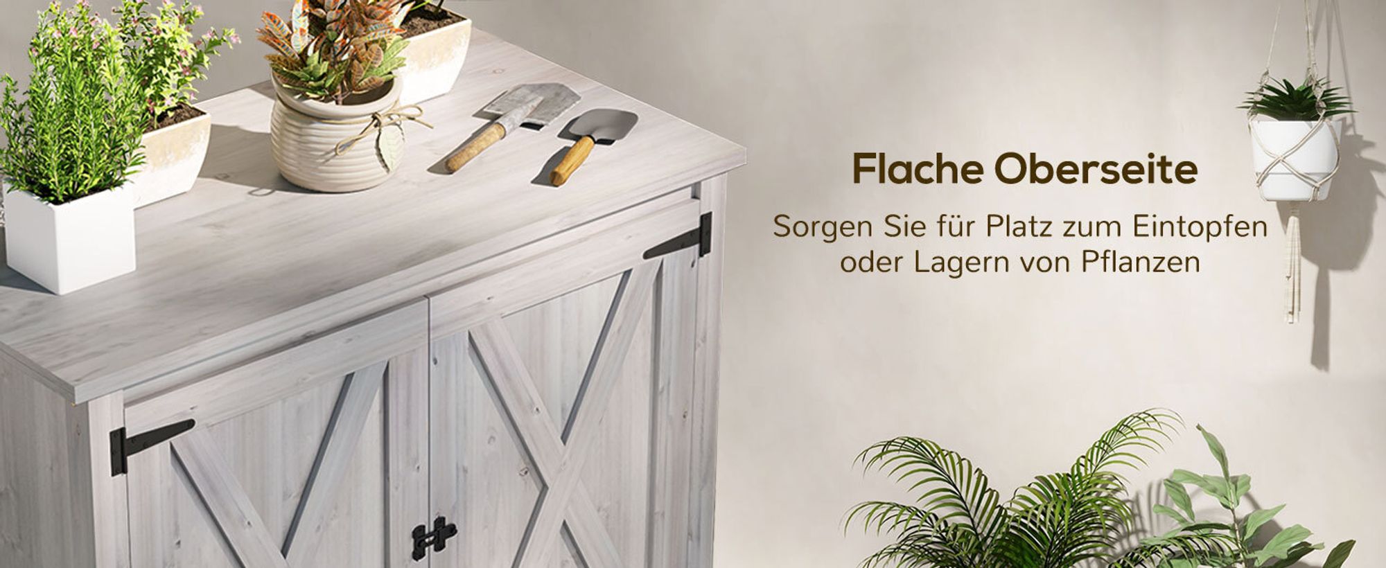 Outsunny Gartenschrank Holz, Geräteschuppen wetterfest 110x60x88,5cm, Gerätehaus