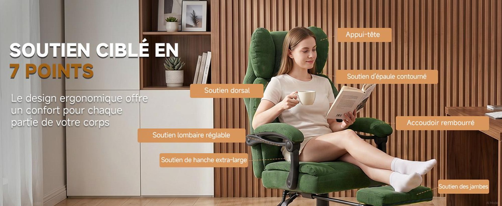 Chaise de gaming GTPLAYER, chaise de bureau ergonomique avec repose-pieds et support lombaire, fauteuil de bureau haut de gamme pour grandes personnes