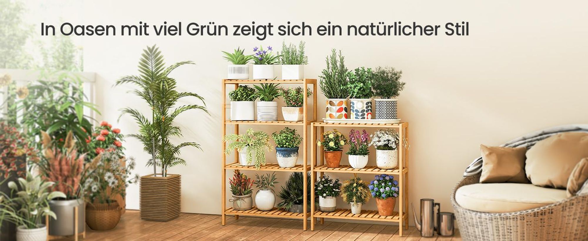 SONGMICS Badregal Badezimmerregal, Standregal aus Bambus, naturfarben
