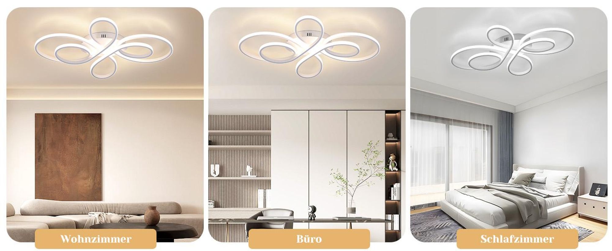 ZMH LED Deckenleuchte Weiß Deckenlampe Dimmbar mit Fernbedienung 90W 100CM Moderne Kreative Lampe für Wohnzimmer Schlafzimmer Esszimmer Büro Küche