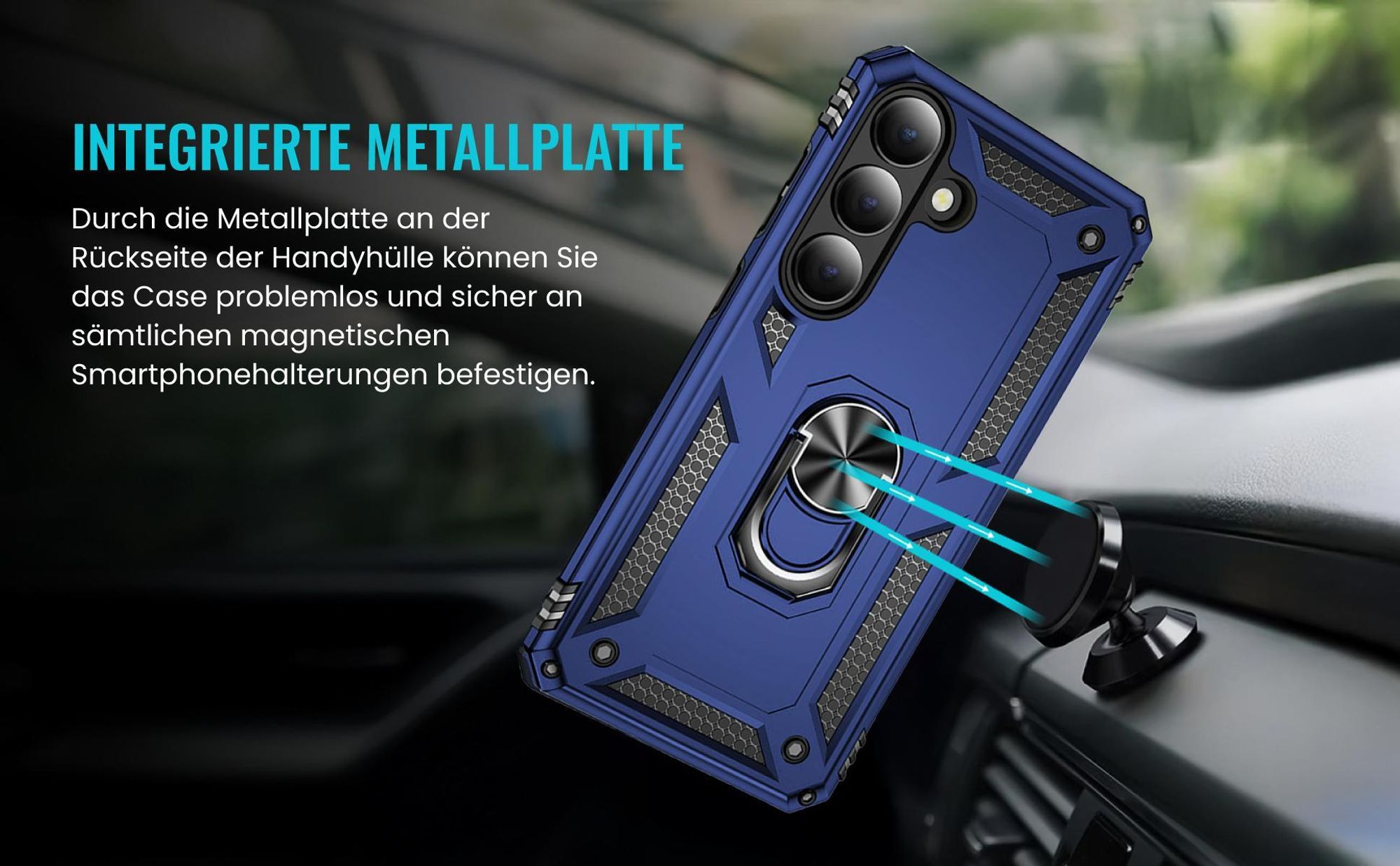 Bumper für Samsung Galaxy S26 in Blau mit Metallplatte