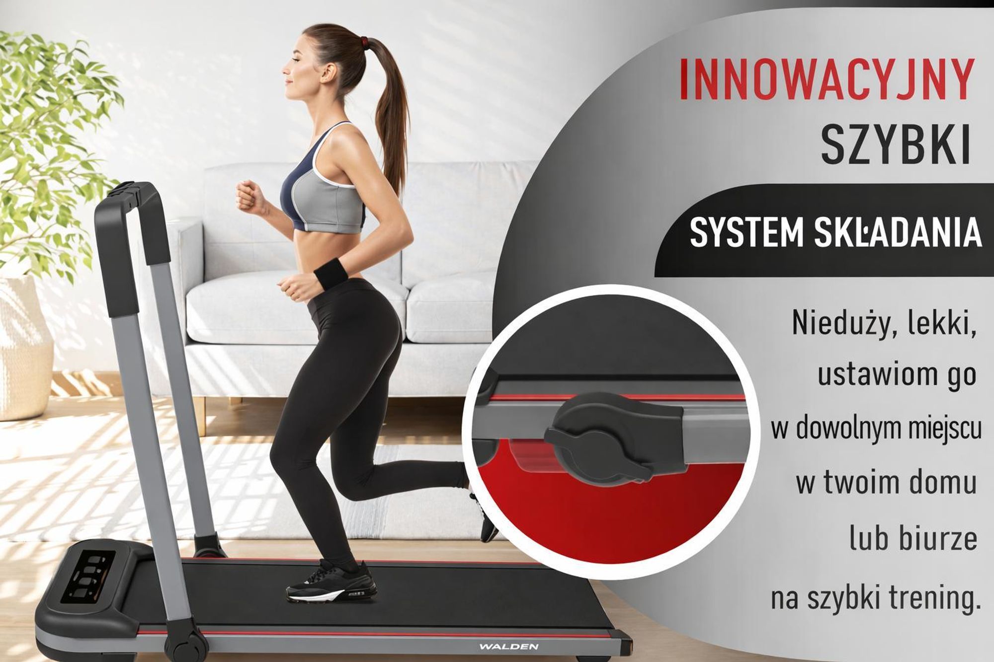 Walden F2600 Bieżnia 2 w 1 Walking Pad składana do 10 km/h Podblatowa Elektryczna maszyna do chodzenia Home Office Cicha Pilot LCD Wyświetlacz Obciążalność 110 kg
