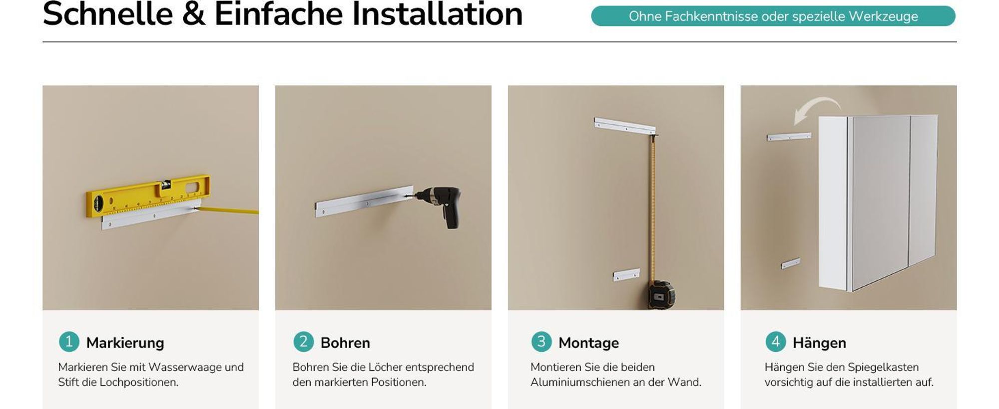 EMKE Spiegelschrank Mattweiß Doppeltür 65x80x14,5 cm Wandmontage mit Aufbewahrung & Verstellbarem Stahlglas Regal Ideal für Badezimmer Organisation
