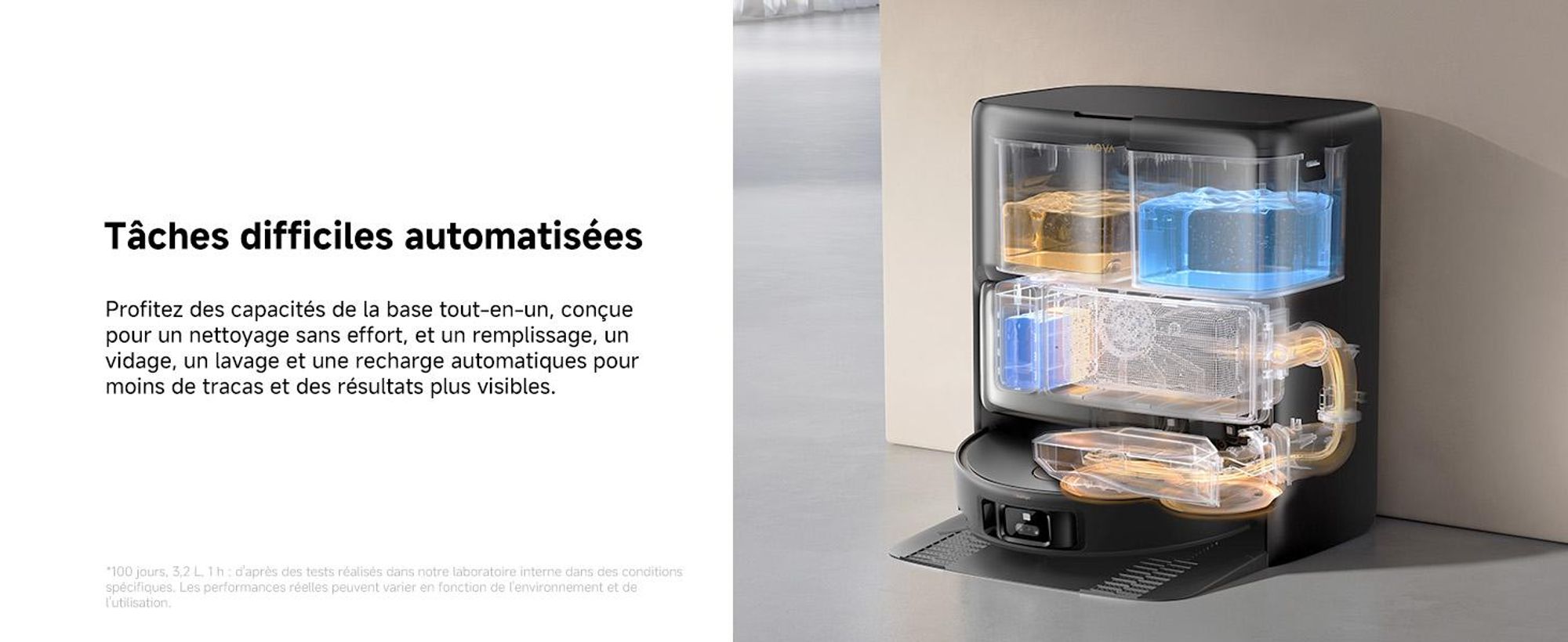MOVA V50 Ultra Complete Robot Aspirateur Laveur, Vidage Automatique, 24 000 Pa, Lavage Thermique DuoSolution, Navigation FlexiRise, StepMaster, Noir