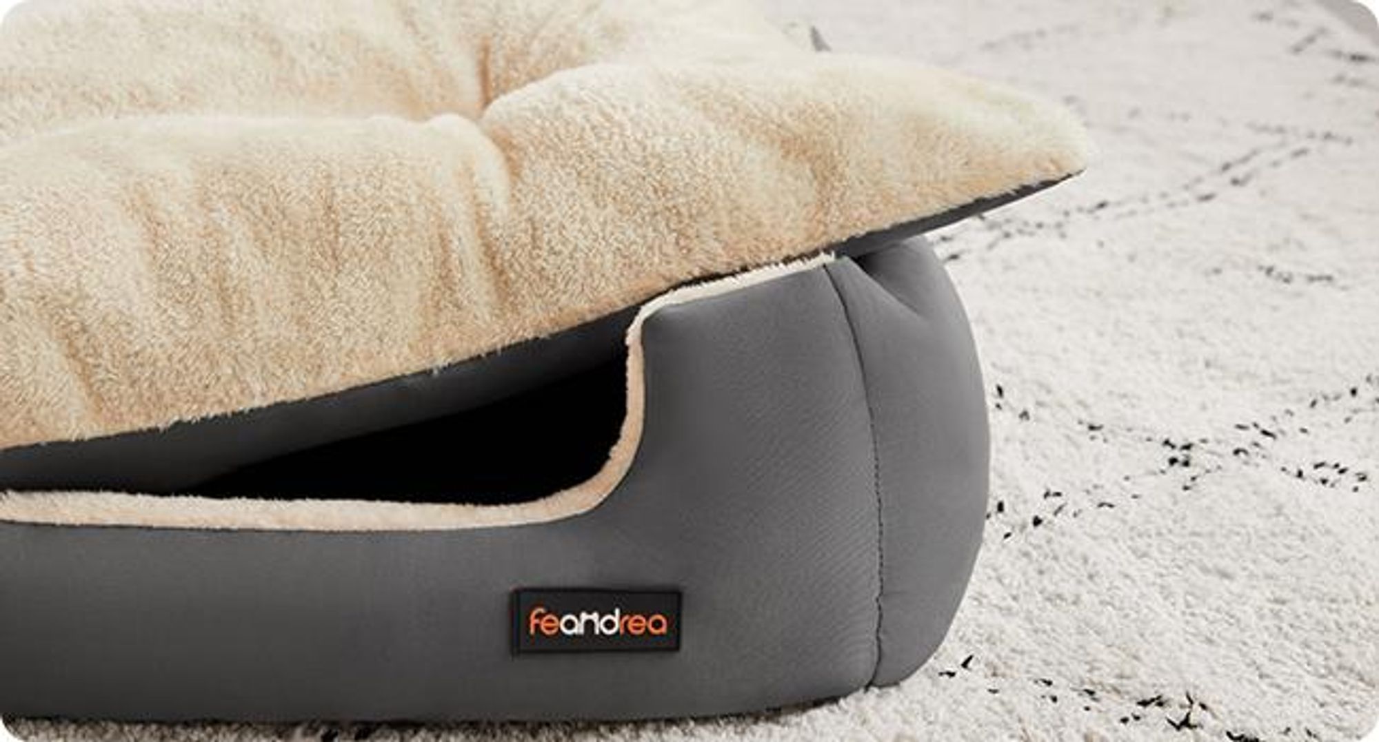 FEANDREA Hundebett, Hundekorb mit Wendekissen, 85 x 65 x 21 cm, grau