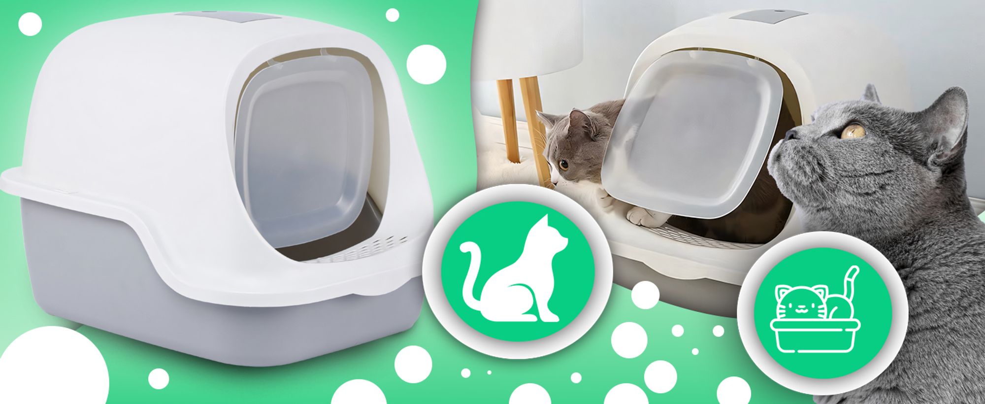Katzentoilette geschlossen XXL Katzenklo mit Deckel & Klappe, Aktivkohlefilter, hoher Rand, Haubentoilette für große Katzen, 51x36x37 cm – Retoo