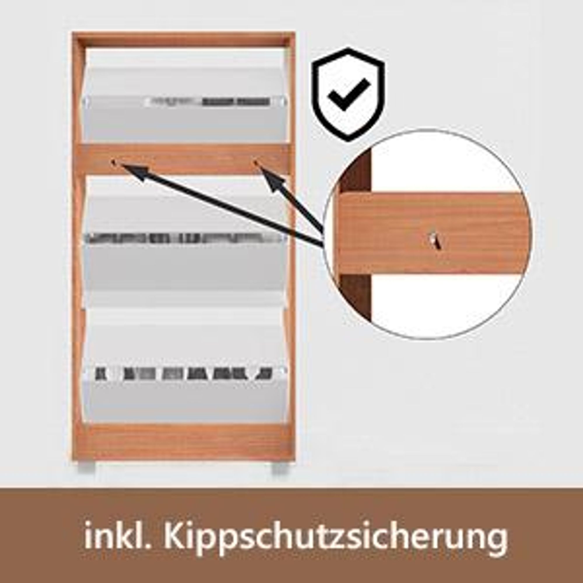 CASARIA Schuhschrank schmal für 18 Paar Schuhe, Buche-Weiß