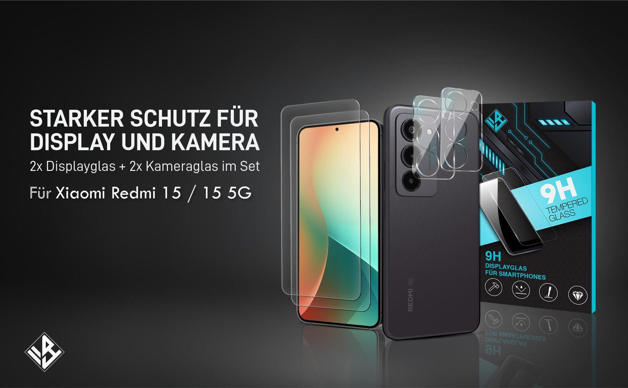 2er Set Kamera & Displayschutzglas für Xiaomi Redmi 15 in 9H Härte