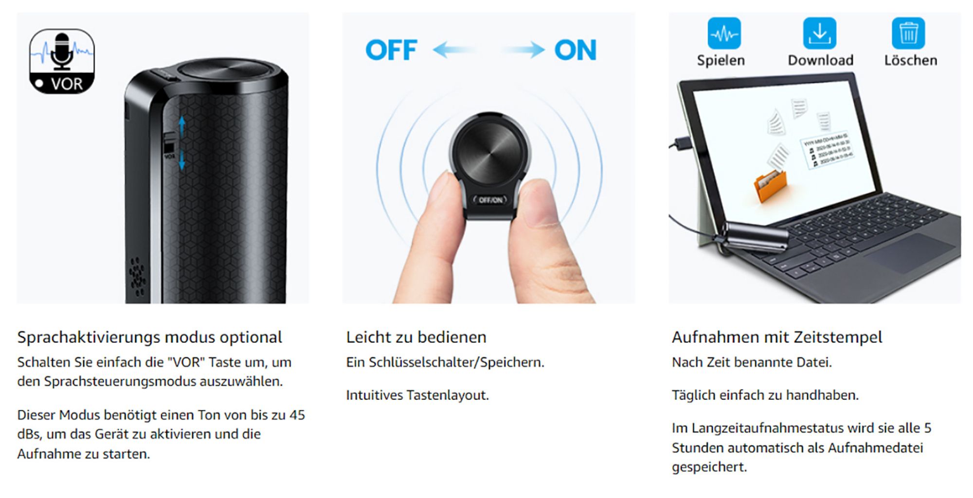 Mini-Sprachrekorder, Sprachaktivierung, 32 GB Aufnahmegerät, eingebauter starker Magnet, 156 Stunden Aufnahmekapazität, Mini-Sprachrekorder