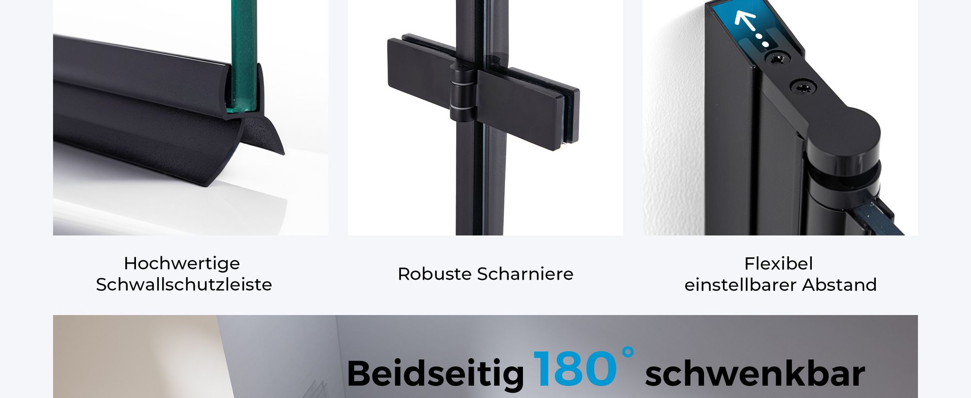 Heilmetz Duschabtrennung 120x140cm Dreifalten Faltwand für Badewanne Mattschwarz Rahmen Duschwand Badewannenaufsatz Duschabtrennungen mit 6mm NanoGlas