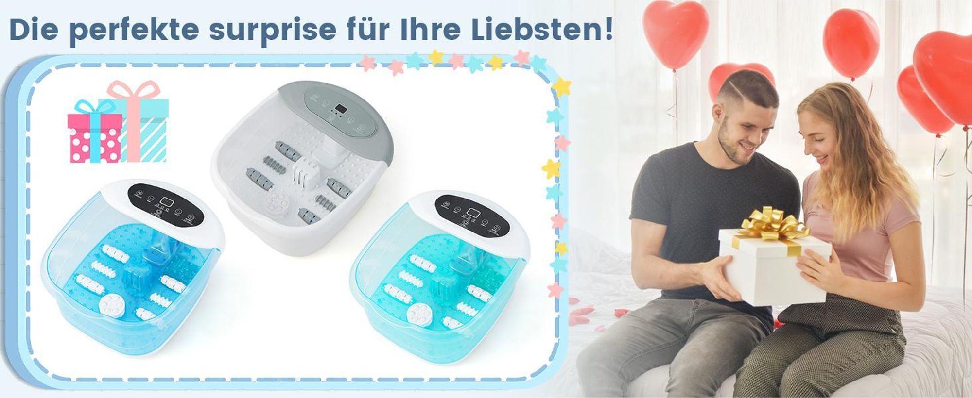 COSTWAY Fußsprudelbad elektrisch, Massagegerät mit 35-46°C Heizung, Blasen & Vibration, Fußbad mit 1H Timer, Bimsstein, Massagerollen & Massageknoten