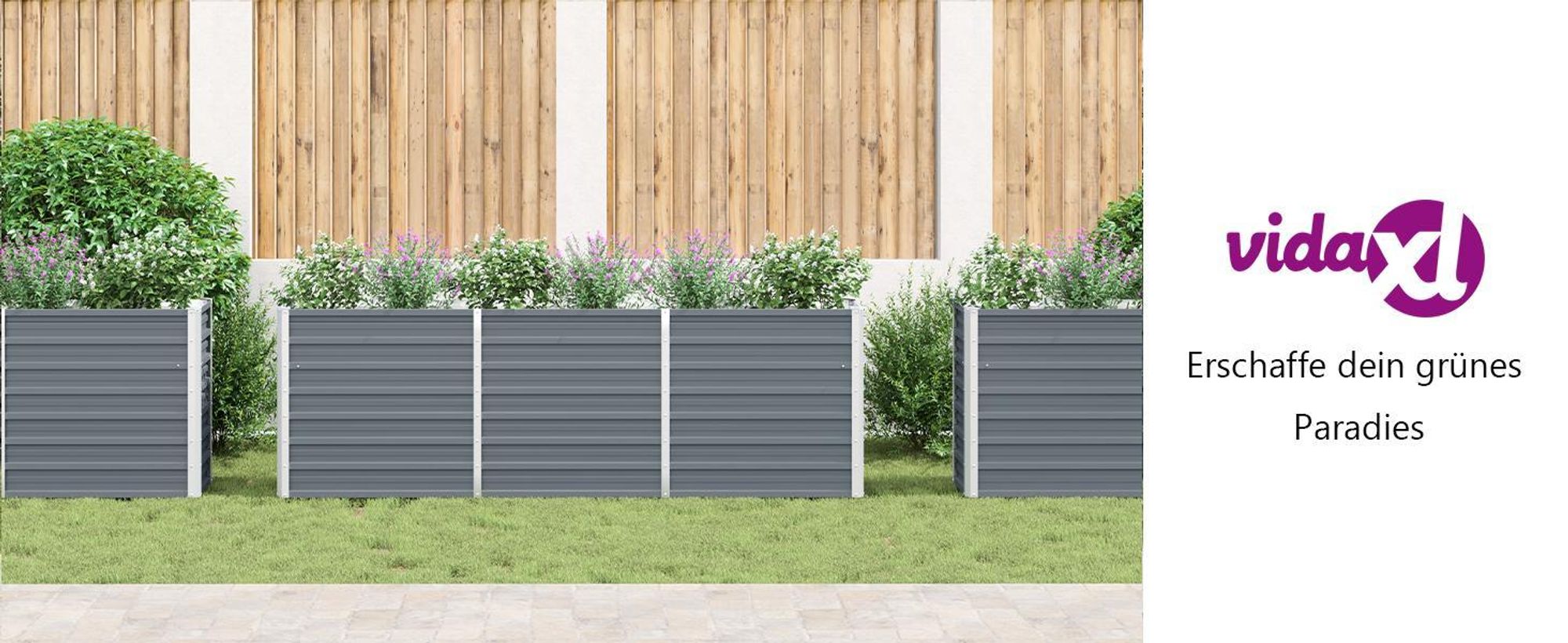 vidaXL Hochbeet Verzinkter Stahl 240x40x77 cm Grau