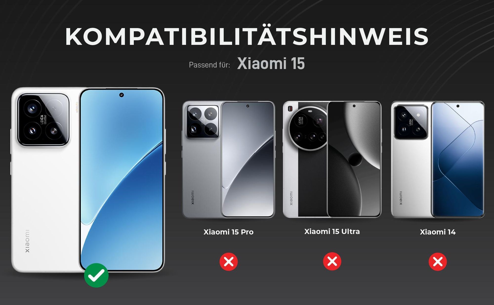 Kompatibilitätshinweise Kameraglas für Xiaomi 15