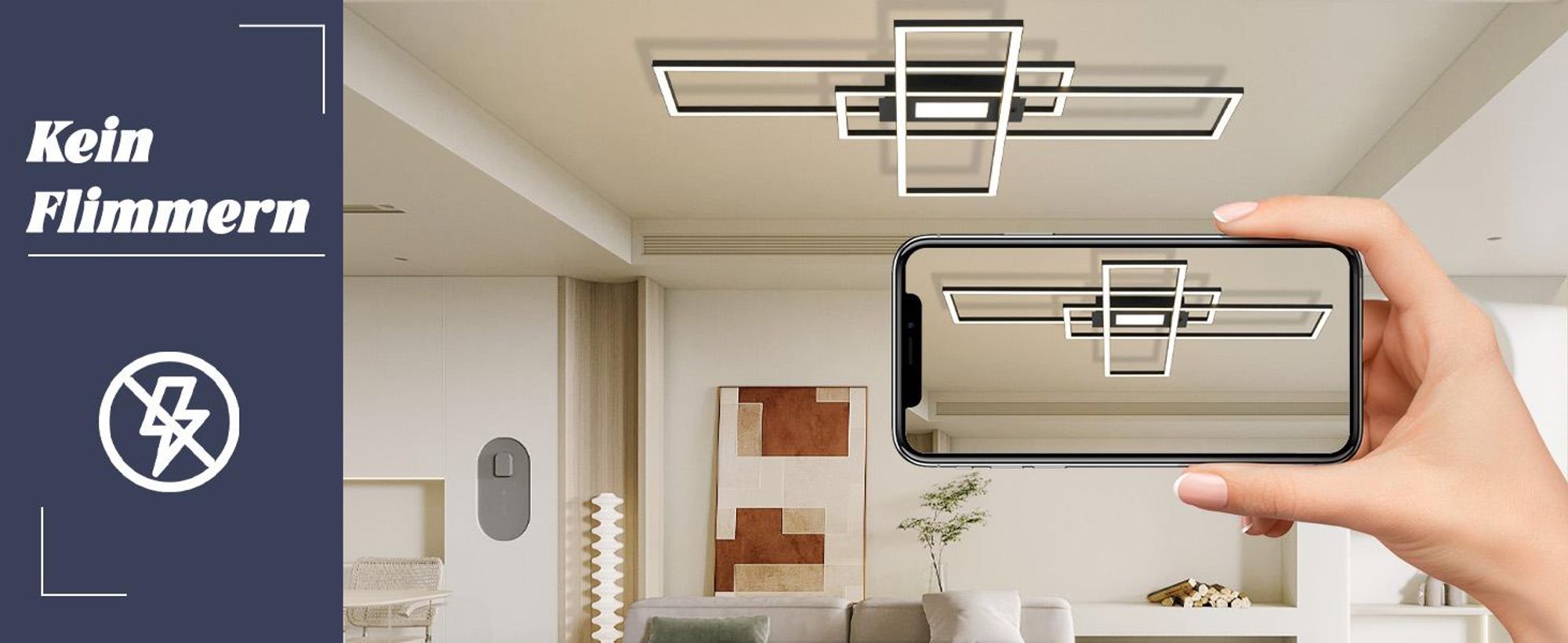 ZMH Lampa sufitowe LED Czarna Ściemnialna z Pilotem 50W Nowoczesne Oświetlenie Sufitowe Geometryczne Do Salonu Kuchni Przedpokoju Biura Lampa Sufitowa