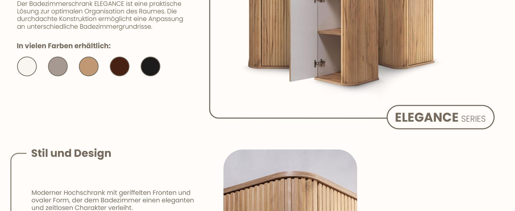 Hochschrank 139 cm - Braun, Craft Eiche - Badmöbel, Badezimmermöbel