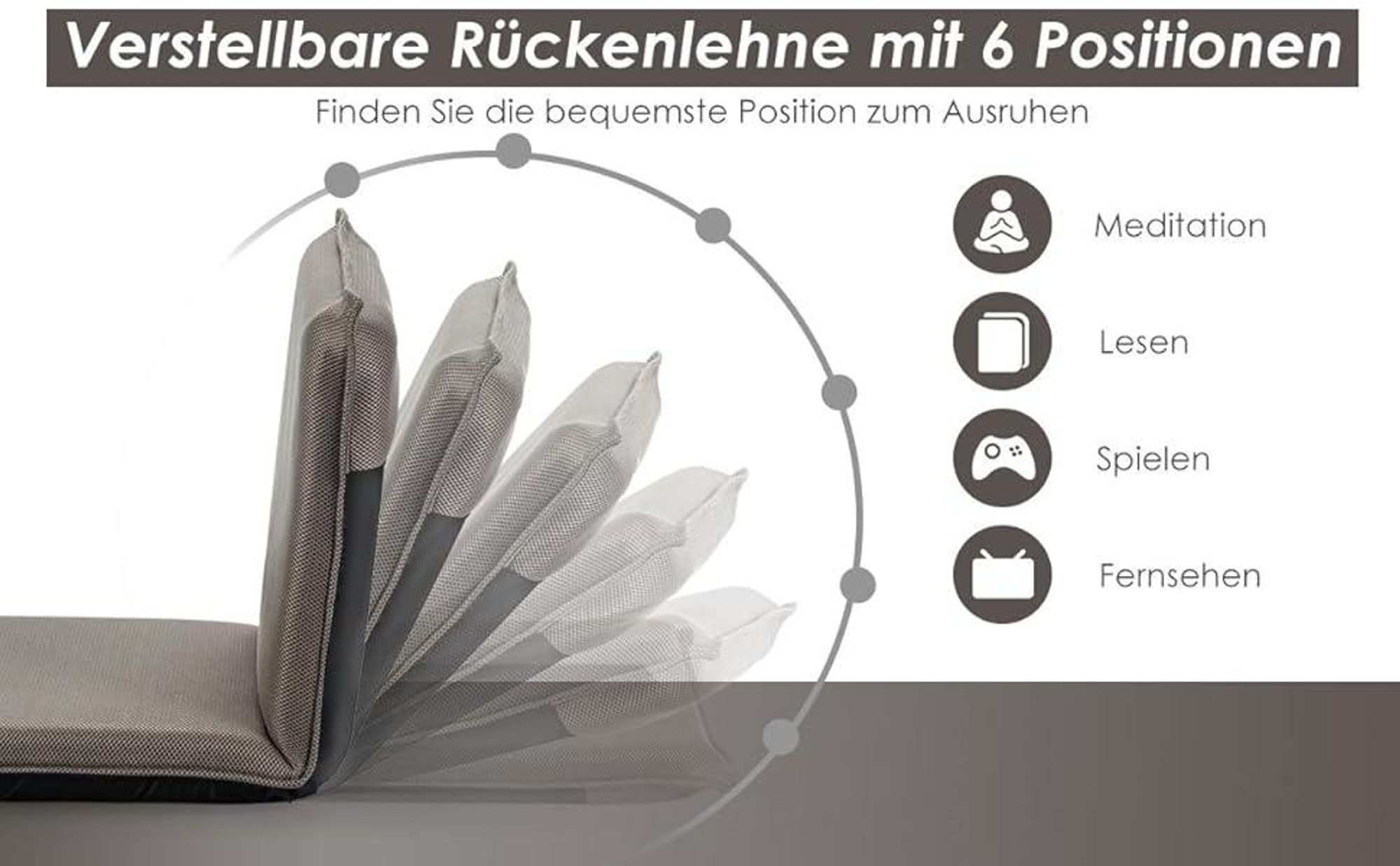 Bodenstuhl Mit Rückenlehne Tectake® Relaxsessel, XXL Bodenstuhl Faltbar Mit Liegefunktion Sessel Mit Schlaffunktion