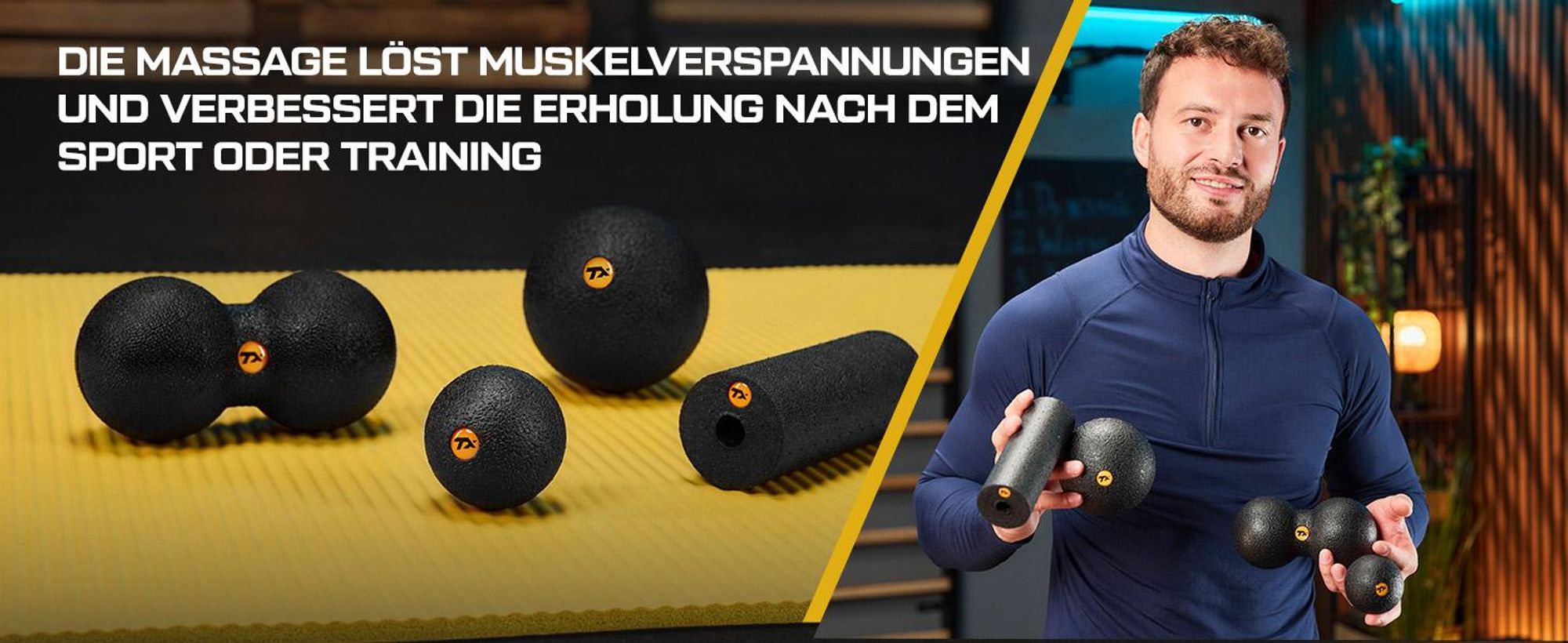TREX SPORT Mini Faszienrolle Massageball 4er Set TX-025EPS |EPP Massagerolle, Massagebälle | Triggerpunkt, Rückenmassage, Selbstmassage, Tragetasche